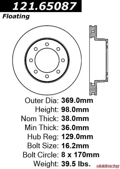 Centric C-Tek Standard Brake Rotor 121.65087 - 121.65087