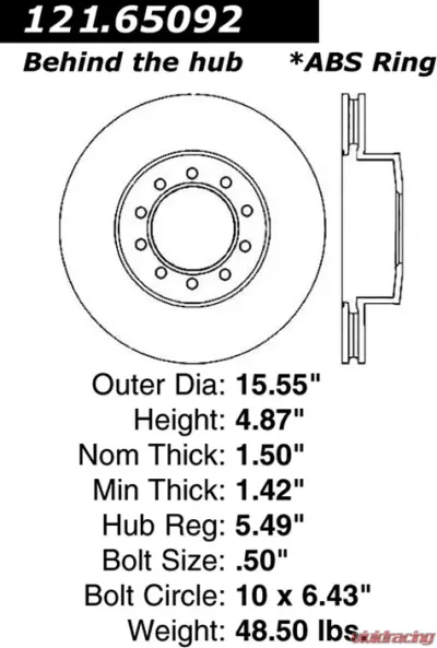 Centric C-Tek Standard Brake Rotor 121.65092 - 121.65092