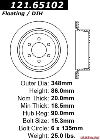 Centric C-Tek Standard Brake Rotor 121.65102 - 121.65102