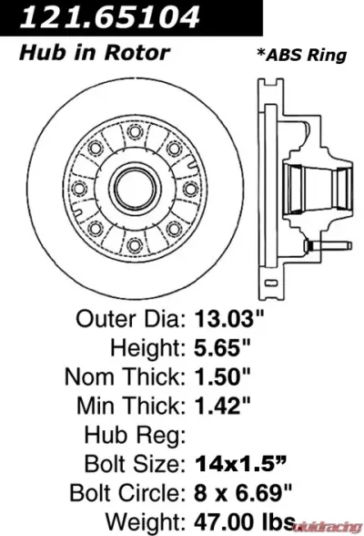 Centric C-Tek Standard Brake Rotor 121.65104 - 121.65104