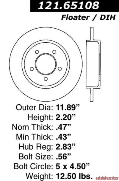 Centric C-Tek Standard Brake Rotor 121.65108 - 121.65108
