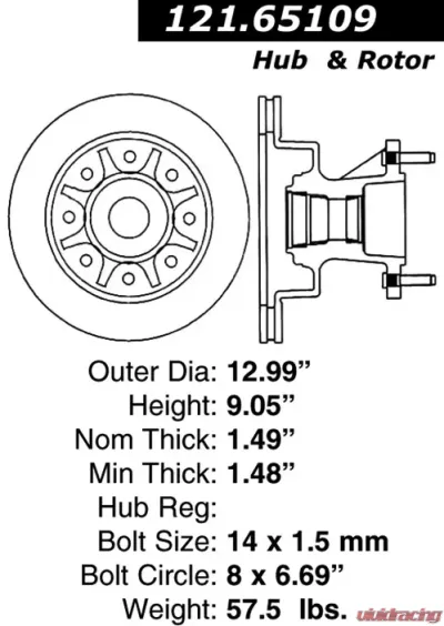Centric C-Tek Standard Brake Rotor 121.65109 - 121.65109