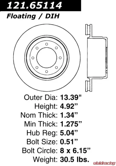 Centric C-Tek Standard Brake Rotor 121.65114 - 121.65114