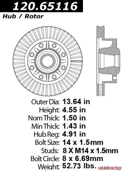 Centric C-Tek Standard Brake Rotor 121.65116 - 121.65116