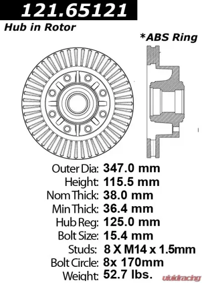 Centric C-Tek Standard Brake Rotor 121.65121 - 121.65121