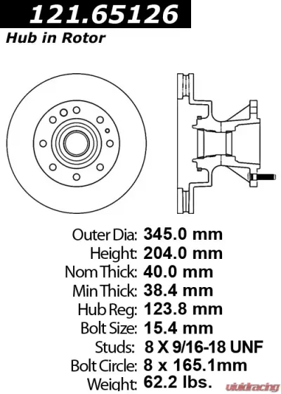 Centric C-Tek Standard Brake Rotor 121.65126 - 121.65126