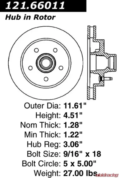 Centric C-Tek Standard Brake Rotor 121.66011 - 121.66011