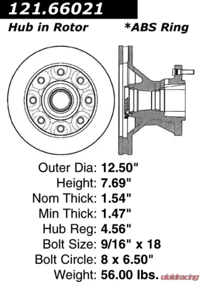Centric C-Tek Standard Brake Rotor 121.66021 - 121.66021