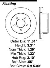 Centric C-Tek Standard Brake Rotor 121.66022                                     - 121.66022 - Image 4