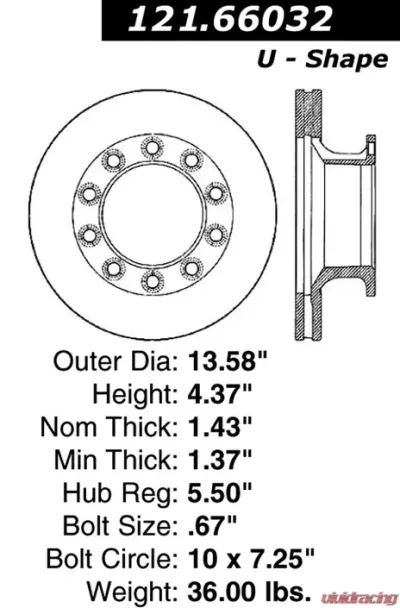 Centric C-Tek Standard Brake Rotor 121.66032 - 121.66032