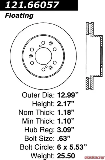 Centric C-Tek Standard Brake Rotor 121.66057 - 121.66057