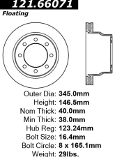 Centric C-Tek Standard Brake Rotor 121.66071                                     - 121.66071 - Image 2