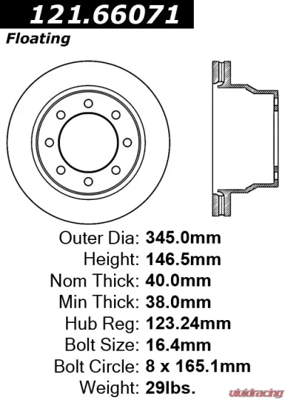 Centric C-Tek Standard Brake Rotor 121.66071 - 121.66071
