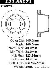 Centric C-Tek Standard Brake Rotor 121.66071                                     - 121.66071 - Image 2