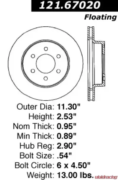 Centric C-Tek Standard Brake Rotor 121.67020 - 121.67020
