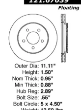 Centric C-Tek Standard Brake Rotor 121.67039                                     - 121.67039 - Image 4