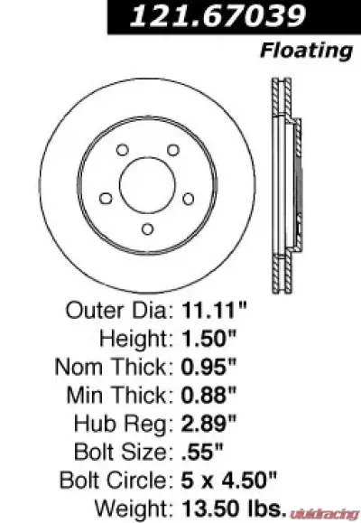 Centric C-Tek Standard Brake Rotor 121.67039 - 121.67039
