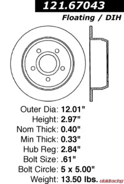 Centric C-Tek Standard Brake Rotor 121.67043 - 121.67043