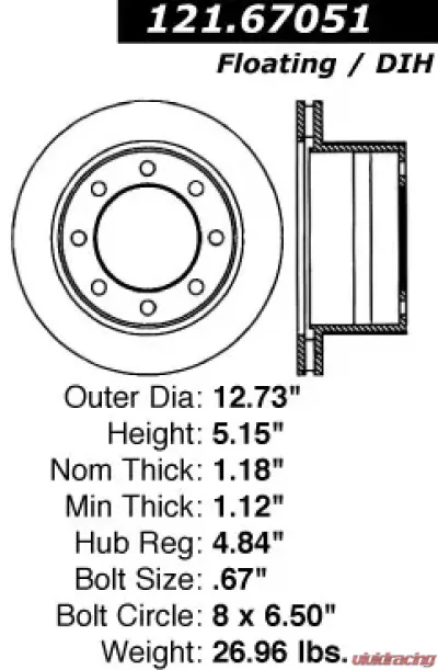 Centric C-Tek Standard Brake Rotor 121.67051 - 121.67051