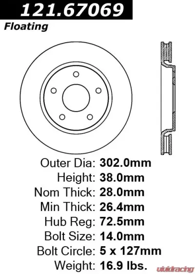 Centric C-Tek Standard Brake Rotor 121.67069 - 121.67069