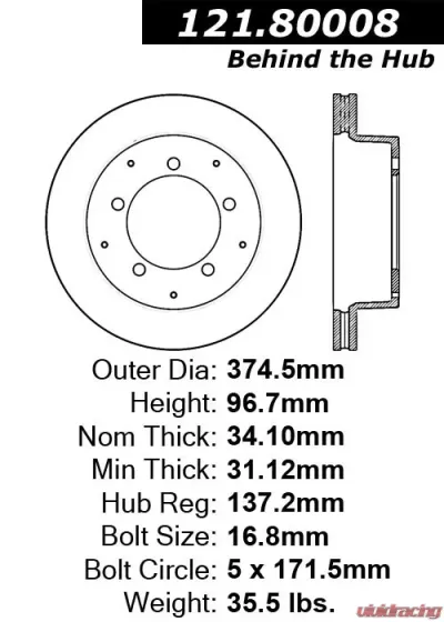 Centric C-Tek Standard Brake Rotor 121.80008 - 121.80008