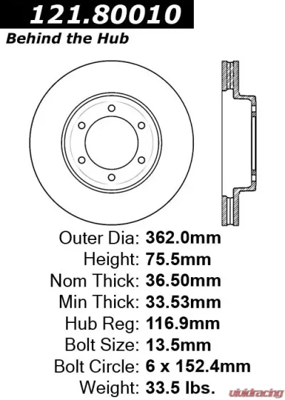 Centric C-Tek Standard Brake Rotor 121.80010 - 121.80010