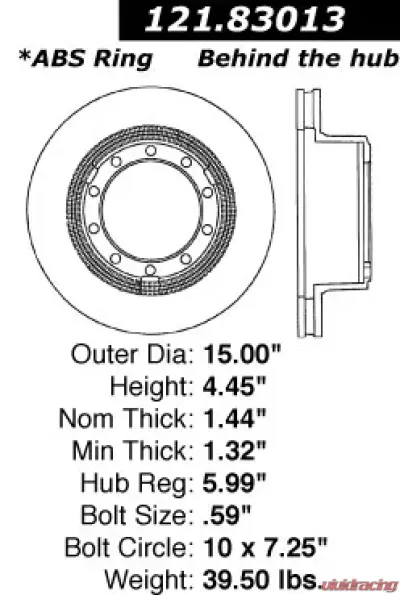 Centric C-Tek Standard Brake Rotor 121.83013 - 121.83013