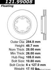 Centric C-Tek Standard Brake Rotor 121.99008                                     - 121.99008 - Image 2
