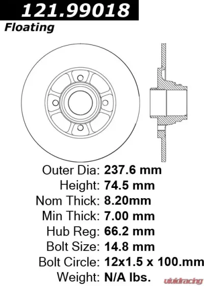Centric C-Tek Standard Brake Rotor 121.99018 - 121.99018