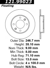 Centric C-Tek Standard Brake Rotor 121.99023                                     - 121.99023 - Image 3
