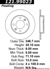 Centric C-Tek Standard Brake Rotor 121.99023                                     - 121.99023 - Image 4
