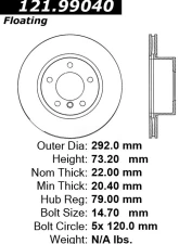 Centric C-Tek Standard Brake Rotor 121.99040                                     - 121.99040 - Image 2