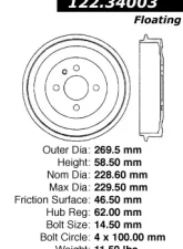 Centric Premium Brake Drum 122.34003                                     - 122.34003 - Image 8