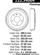 Centric Premium Brake Drum 122.34004                                     - 122.34004 - Image 5