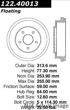 Centric Premium Brake Drum 122.40013 - 122.40013