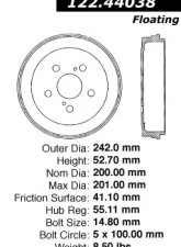 Centric Premium Brake Drum 122.44038                                     - 122.44038 - Image 9
