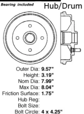 Centric Premium Brake Drum with Bearing 122.61043                                     - 122.61043 - Image 8