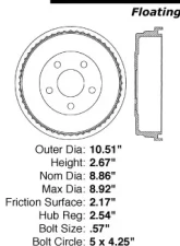 Centric Premium Brake Drum 122.61049                                     - 122.61049 - Image 8