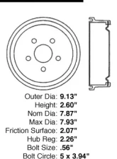 Centric Premium Brake Drum 122.62020                                     - 122.62020 - Image 8