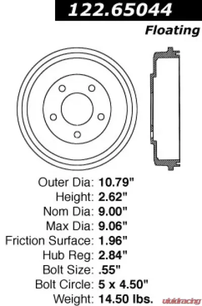 Centric Premium Brake Drum 122.65044 - 122.65044