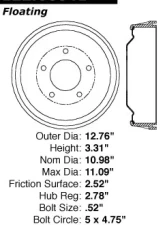 Centric Premium Brake Drum 122.66041                                     - 122.66041 - Image 5