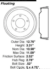 Centric Premium Brake Drum 122.66041                                     - 122.66041 - Image 5