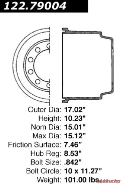 Centric Premium Brake Drum 122.79004 - 122.79004