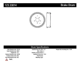 Centric C-Tek Standard Brake Drum 123.33014