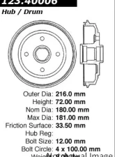 Centric C-Tek Standard Brake Drum 123.40006                                     - 123.40006 - Image 5