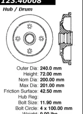 Centric C-Tek Standard Brake Drum 123.40008                                     - 123.40008 - Image 5