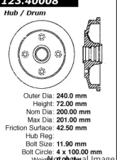Centric C-Tek Standard Brake Drum 123.40008                                     - 123.40008 - Image 5