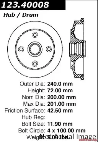 Centric C-Tek Standard Brake Drum 123.40008 - 123.40008