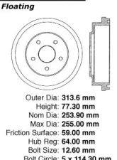 Centric C-Tek Standard Brake Drum 123.40013                                     - 123.40013 - Image 5
