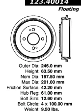 Centric C-Tek Standard Brake Drum 123.40014                                     - 123.40014 - Image 5